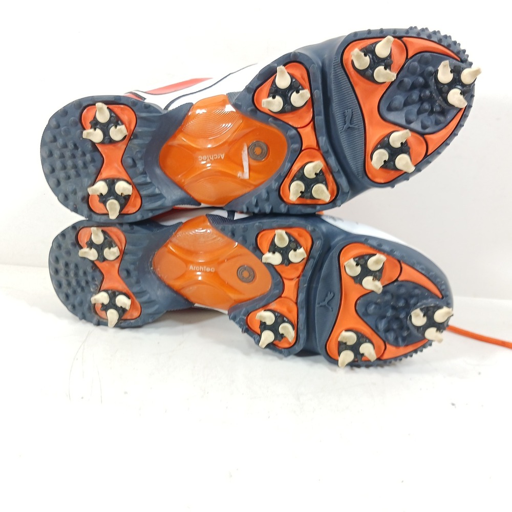 Puma ArchTec Golf Shoes White Orange Navy Blue SmartQuill Spiked 185320-01 US 7 - Picture 7 of 11